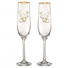 Бокалы для шампанского 190 мл 2 шт  Crystalex CZ s.r.o. &quot;Виола /Свадебные /Голубки&quot; / 124869