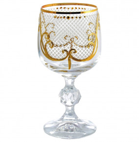 Бокалы для белого вина 190 мл 6 шт  Bohemia "Клаудия /Каро /золото" AS Crystal / 148283