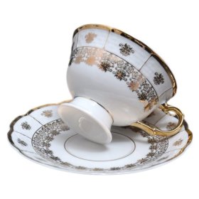 Набор чайных пар 230 мл 6 шт низкие н/н  Thun "Менуэт /Золотой орнамент" / 069345