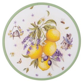 Разделочная доска 30 х 1,2 см круглая  Agness &quot;прованс /лимоны&quot; / 272784
