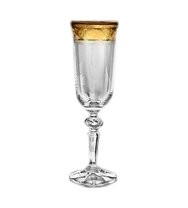 Бокалы для шампанского 150 мл 6 шт  Crystalite Bohemia &quot;Кристина /Цветочный узор на золоте&quot; / 038706