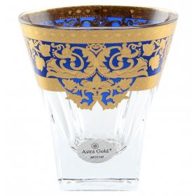 Стаканы для виски 200 мл 6 шт  Astra Gold &quot;Наталия /Золотой узор /Синяя&quot; / 130161