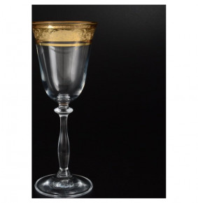 Бокалы для шампанского 190 мл 6 шт  Crystalite Bohemia "Анжела /Цветочный узор на золоте" / 038691