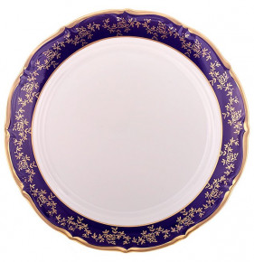 Блюдо 32 см круглое  Bavarian Porcelain "Мария-Тереза /Кобальт /Золотые листики" / 091925