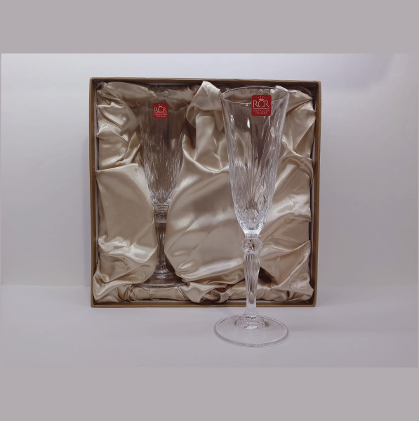 Бокалы для шампанского 160 мл 2 шт  RCR Cristalleria Italiana SpA &quot;Мелодия /Без декора&quot; в подарочной коробке / 310085