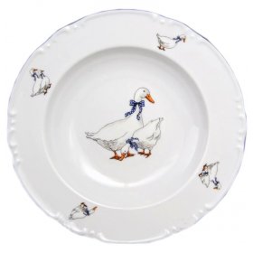 Тарелка 23 см 1 шт глубокая  Thun &quot;Констанция /Гуси&quot; / 133450