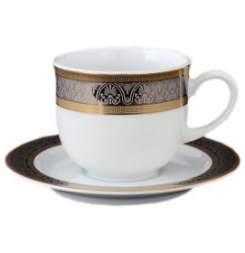 Кофейная пара 110 мл 1 шт высокая  Thun &quot;Опал /Платина с золотом&quot; / 245755