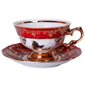 Чайная чашка 200 мл 1 шт  Bavarian Porcelain "Мария-Тереза /Охота красная"  / 300670