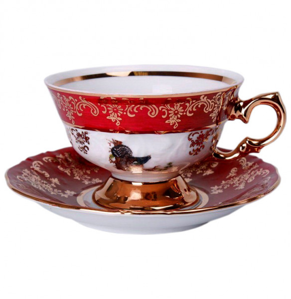 Чайная чашка 200 мл 1 шт  Bavarian Porcelain &quot;Мария-Тереза /Охота красная&quot;  / 300670