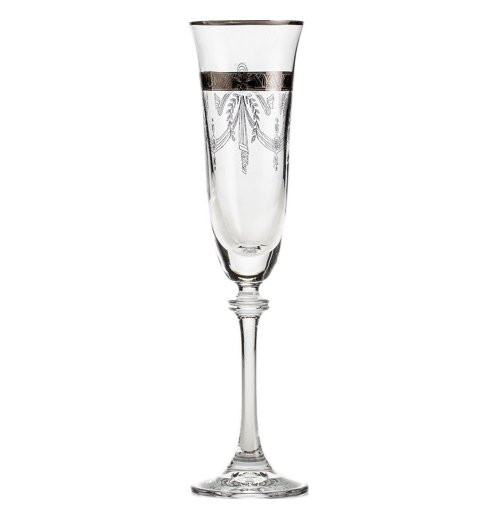 Бокалы для шампанского 190 мл 6 шт  Crystalite Bohemia &quot;Александра /436528 /Панто /Платиновый кант&quot; / 157004