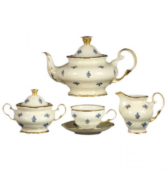 Чайный сервиз на 6 персон 15 предметов  Bohemia Porcelan Moritz Zdekauer 1810 s.r.o. &quot;Анжелика /Незабудка /СК&quot; / 066474