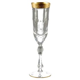 Бокалы для шампанского 200 мл 6 шт  Kvetna "Джесси /Золото и Стразы" / 001224