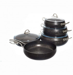 Набор посуды 7 предметов (20, 24, 26, 26 см) с антипригарным гранитным покрытием  O.M.S. Collection "GRANITE SETS" черн / 295788