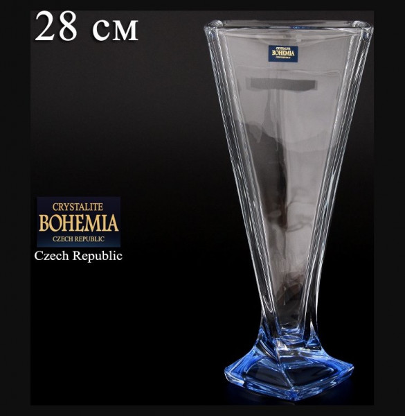 Ваза для цветов 28 см н/н  Crystalite Bohemia &quot;Квадро /Синее дно&quot; / 080386