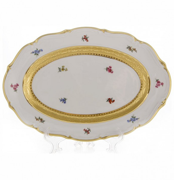 Блюдо 33 см овальное  Bavarian Porcelain &quot;Мария-Тереза /Мелкие цветы /Золотая лента&quot; / 103872