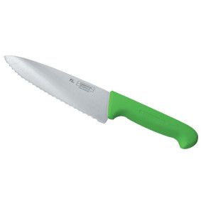 Нож поварской 25 см волнистое лезвие  P.L. Proff Cuisine "PRO-Line" зеленый / 316425