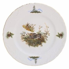Тарелка 25 см  Cmielow &quot;Рококо /Охота /Заяц /отводка золото&quot; / 365559