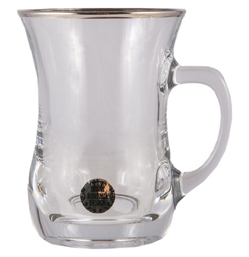 Армуды для чая 225 мл 6 шт с ручкой  Bohemia Design "Отводка платина" / 231714 — 