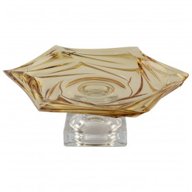 Ваза для фруктов 33 см н/н плоская  Aurum Crystal &quot;Фламенко /Янтарная&quot; / 128448