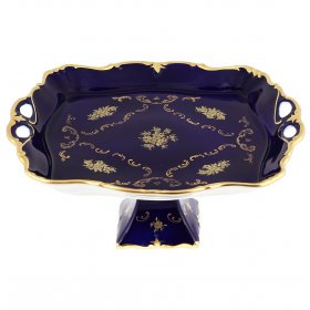 Блюдо 31 см квадратное н/н &quot;Reichenbach /Золотая розочка /Кобальт /Декор 878К&quot; / 374285