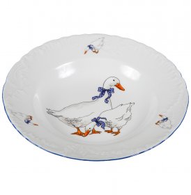 Тарелка 22,5 см 1 шт глубокая  Cmielow &quot;Рококо /Гуси&quot; / 127637
