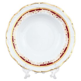 Набор тарелок 23 см 6 шт глубокие  Thun &quot;Мария-Луиза /Лилии на красном&quot; / 056427