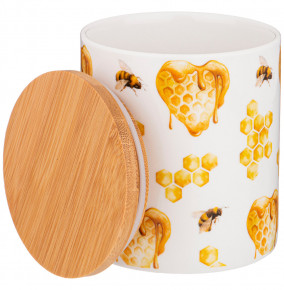 Банка для сыпучих продуктов 360 мл с деревянной крышкой  LEFARD "Honey bee" / 256519