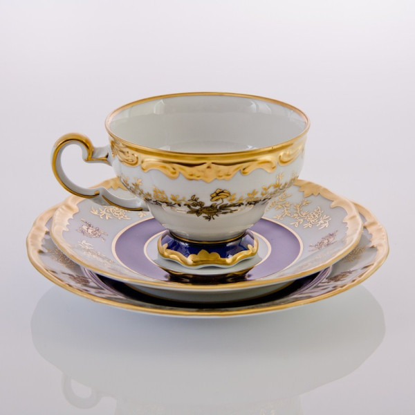 Набор чайный на 6 персон 18 предметов  Weimar Porzellan &quot;Анна-Амалия /Золотой букет&quot; (подарочная упаковка) / 048163