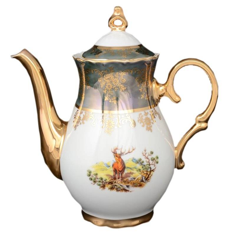 Кофейник 800 мл  Bohemia Porcelan Moritz Zdekauer 1810 s.r.o. "Магнолия /Охота зелёная" / 038351 в Санкт-Петербурге