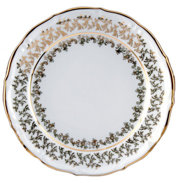 Тарелка 24 см 1 шт  Bavarian Porcelain &quot;Мария-Тереза /Белая /Золотые листики&quot; / 243907