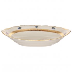 Блюдо 33,5 см овальное (глубокое) для хлеба  Leander "Аляска /Цветы /Золотая лента /СК" / 313246