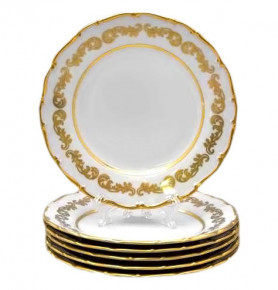 Набор тарелок 17 см 6 шт  Bohemia Porcelan Moritz Zdekauer 1810 s.r.o. "Анжелика /Золотые вензеля" / 027576