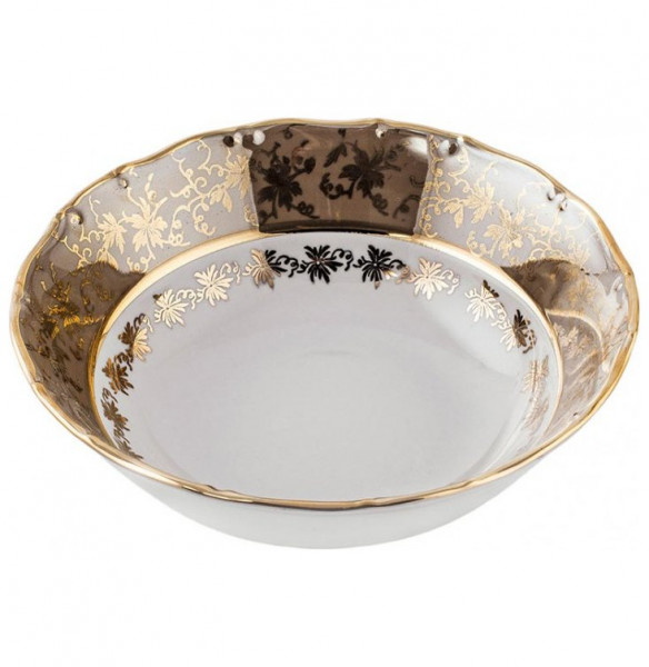 Салатник 24 см  Royal Czech Porcelain &quot;Мария-Тереза /Бежевая /Золотые листики&quot; / 204382