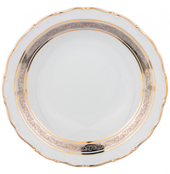 Набор тарелок 25 см 6 шт  Bohemia Porcelan Moritz Zdekauer 1810 s.r.o. &quot;Клаудия /Цветочный узор на платине&quot; (без упаковки) / 171299