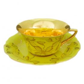 Чайная пара 100 мл  Leander &quot;Виндзор /Золотые цветы /жёлтая&quot; / 158711