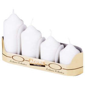 Набор свечей (7, 8, 10, 12 х 5 см) 4 шт (белые) / 210473