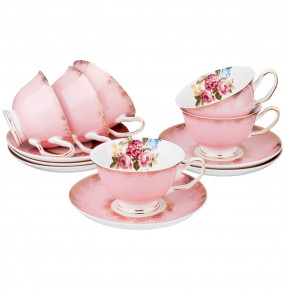 Набор чайных пар 200 мл 6 шт  LEFARD "Букет /Розовый" / 189685