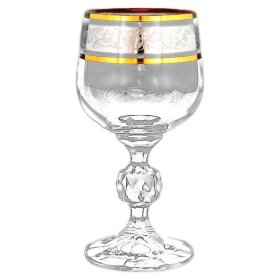 Бокалы для белого вина 150 мл 6 шт  Crystalite Bohemia &quot;Клаудия /Цветочный узор на платине&quot; / 005680