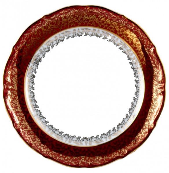Набор тарелок 24 см 6 шт  МаМ декор &quot;Фредерика /Золотые листики на красном&quot; / 006511