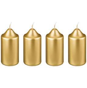 Набор свечей 10 х 5 см 4 шт (золотой металлик) / 210453