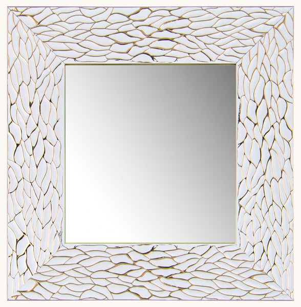 Зеркало 50 х 50/35 х 35 см /рама белый с золотом  / 293026