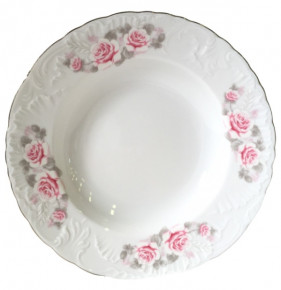 Набор тарелок 22,5 см 6 шт глубокие "Рококо /Серая роза /платина" / 264422