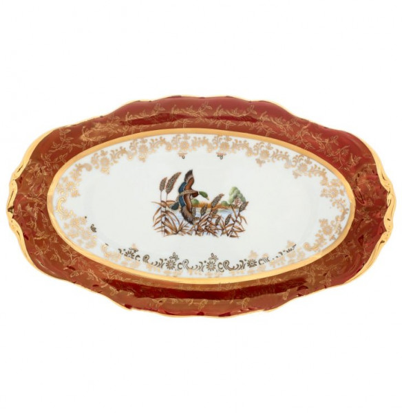 Блюдо 24 см овальное  Sterne porcelan &quot;Фредерика /Охота красная&quot; / 128798
