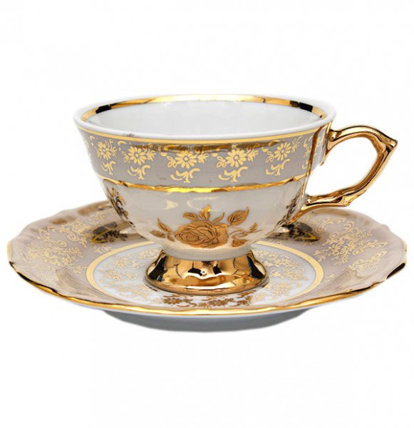 Блюдце чайное 1 шт  Royal Czech Porcelain &quot;Аляска /Золотая роза /Бежевая&quot; / 204919