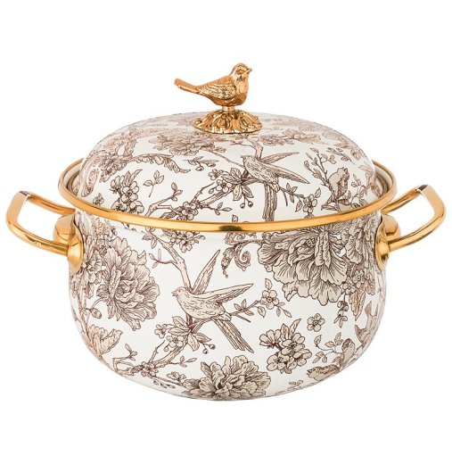 Кастрюля 16 х 11 см с крышкой эмалированная 2,1 л  Agness "agness /винтаж /королевский сад" / 197745 — 