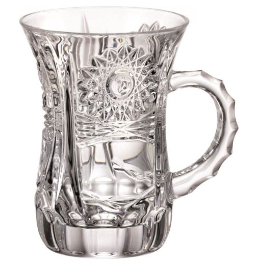 Армуды для чая 120 мл 6 шт с ручкой  Crystal Bohemia "Хрусталь резной /500PK" / 284316 — 