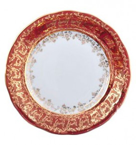 Тарелка 19 см 1 шт  Royal Czech Porcelain "Фредерика /Красная /Золотые листики" / 204775
