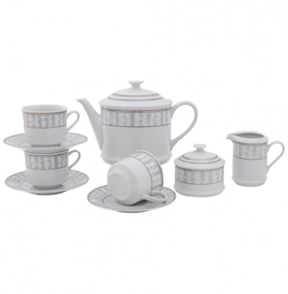 Чайный сервиз на 6 персон 15 предметов  Leander &quot;Сабина /Серый орнамент&quot; / 158944