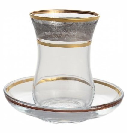 Армуды для чая 120 мл 6 шт  Crystalex CZ s.r.o. "Цветочный узор на платине" / 033878 — 