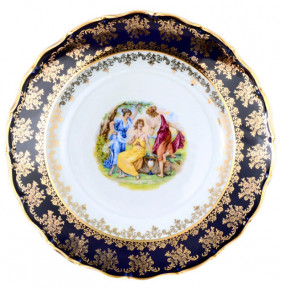 Блюдо 30 см круглое  Bohemia Porcelan Moritz Zdekauer 1810 s.r.o. "Офелия /Мадонна кобальт" / 078824